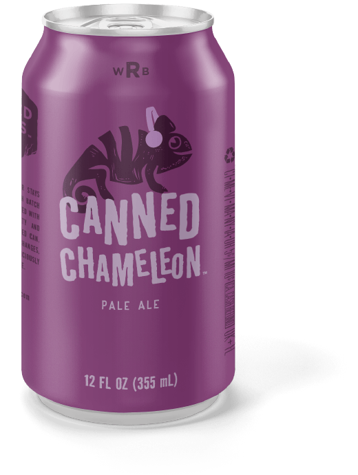 Canned Chameleon Pale Ale beer purple can